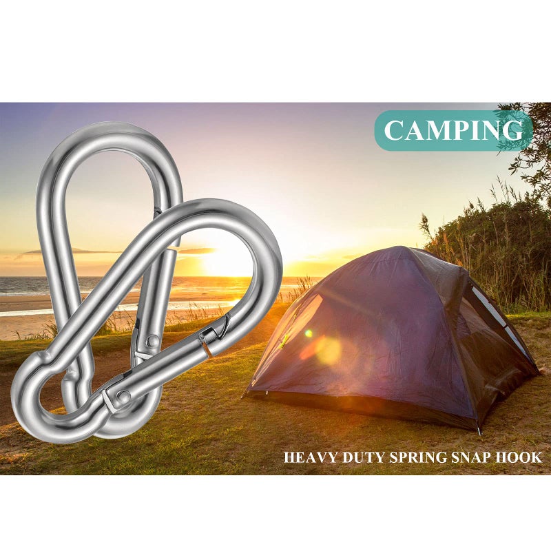 EPHECH 30PCS 4"" Heavy Duty Spring Snap Hook  M10 3/8"" Galvanized Steel Carabiner Clip Qiuck Link Spring Snap Hook  770LBS Holding Capacity Keychain Buckle for Swing Hammock Gym Outdoor - Image 5